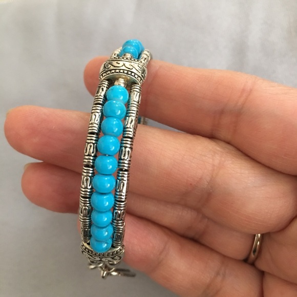 Silver tone & turquoise color bracelet - Picture 5 of 5